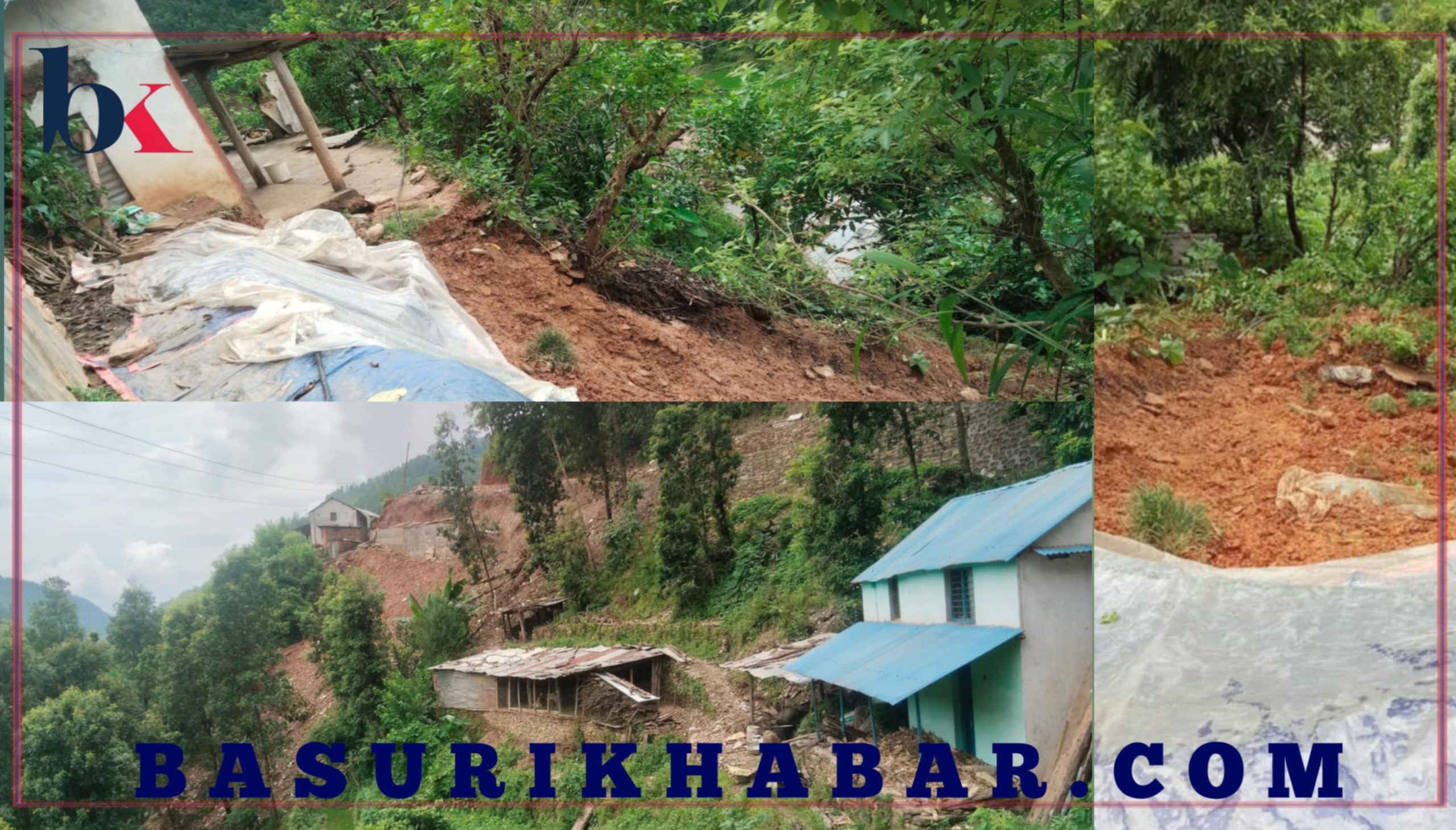 इन्द्रावती २ बाहुनबेसीमा पहिरो, दुई घर उच्च जोखिममा