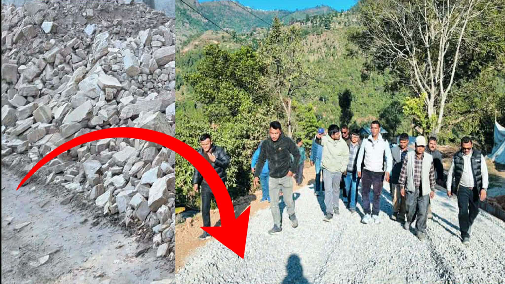 चौतारा–नवलपुर–मेलम्ची सडक निर्माण गर्दा क्रसर मटेरियलको ठाउँमा माटो–ढुंगा, काम राेक्न निर्देशन